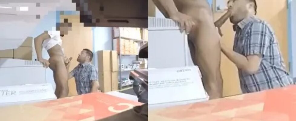 Manager caught sucking off new employee