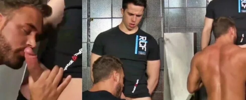Fitness stud gets sucked in the gym bathroom