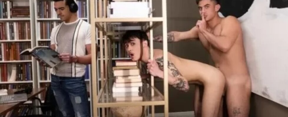 Trevor brooks and joey michaels fuck in the library
