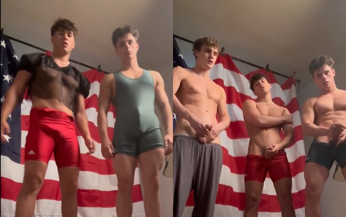 Ethan wilson (ethan_w999) jerking off in our wrestling singlets