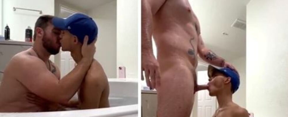 Twink pounded by his beefy friend in the bath