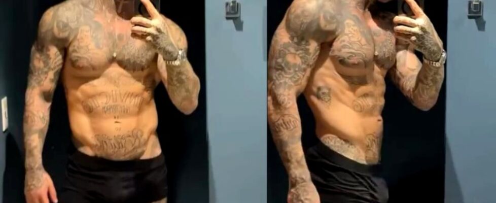 Quick clip of lucas lucco showing off his body in the mirror