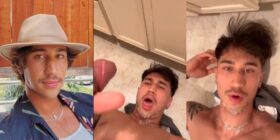 Evan lamicella gives himself a facial on the bathroom floor