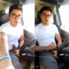 Latin guy jerks off in the car